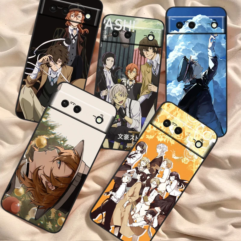 Bungo Stray Dogs Cool Anime For Google Pixel 8 7A 7 6A 6 5A 5 4 4A XL 5G Black Silicon Shockproof Shell Back Phone Case