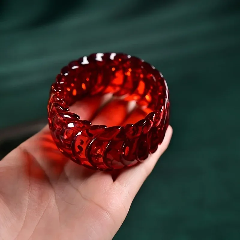 Elegant Burgundy Amber Honey Wax Bracelet