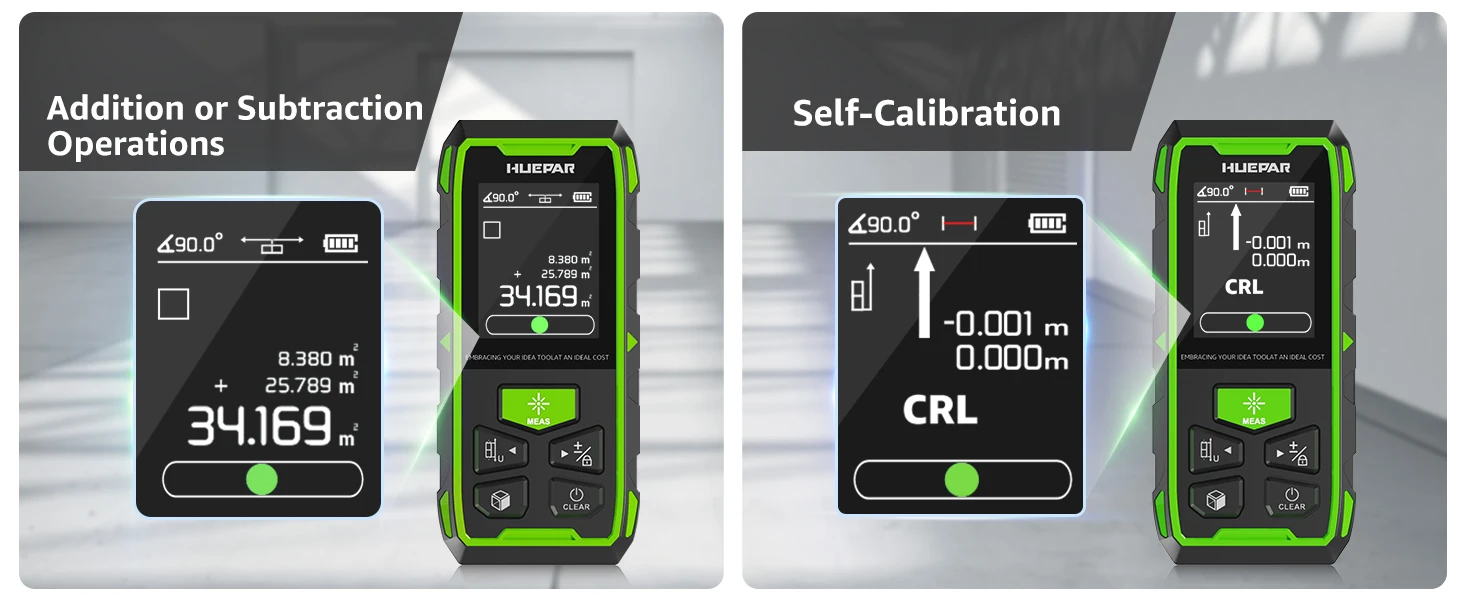 Peiqi Huepar Dual L Rangefinder Green Beam L Meter 120M/200M أداة قياس وحدة متعددة مع شاشة LCD بإضاءة خلفية وUSB #3