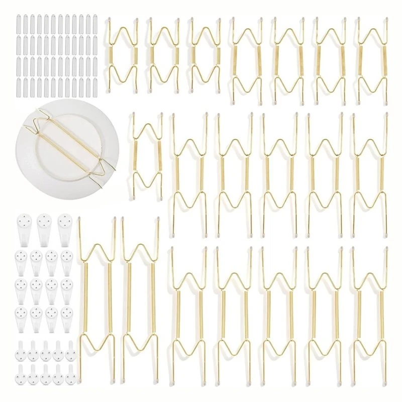 2026 New 20 Pcs Plate Hangers For Wall 4-12 Inch Plate Display Hangers With Nails And Rubber Protectors