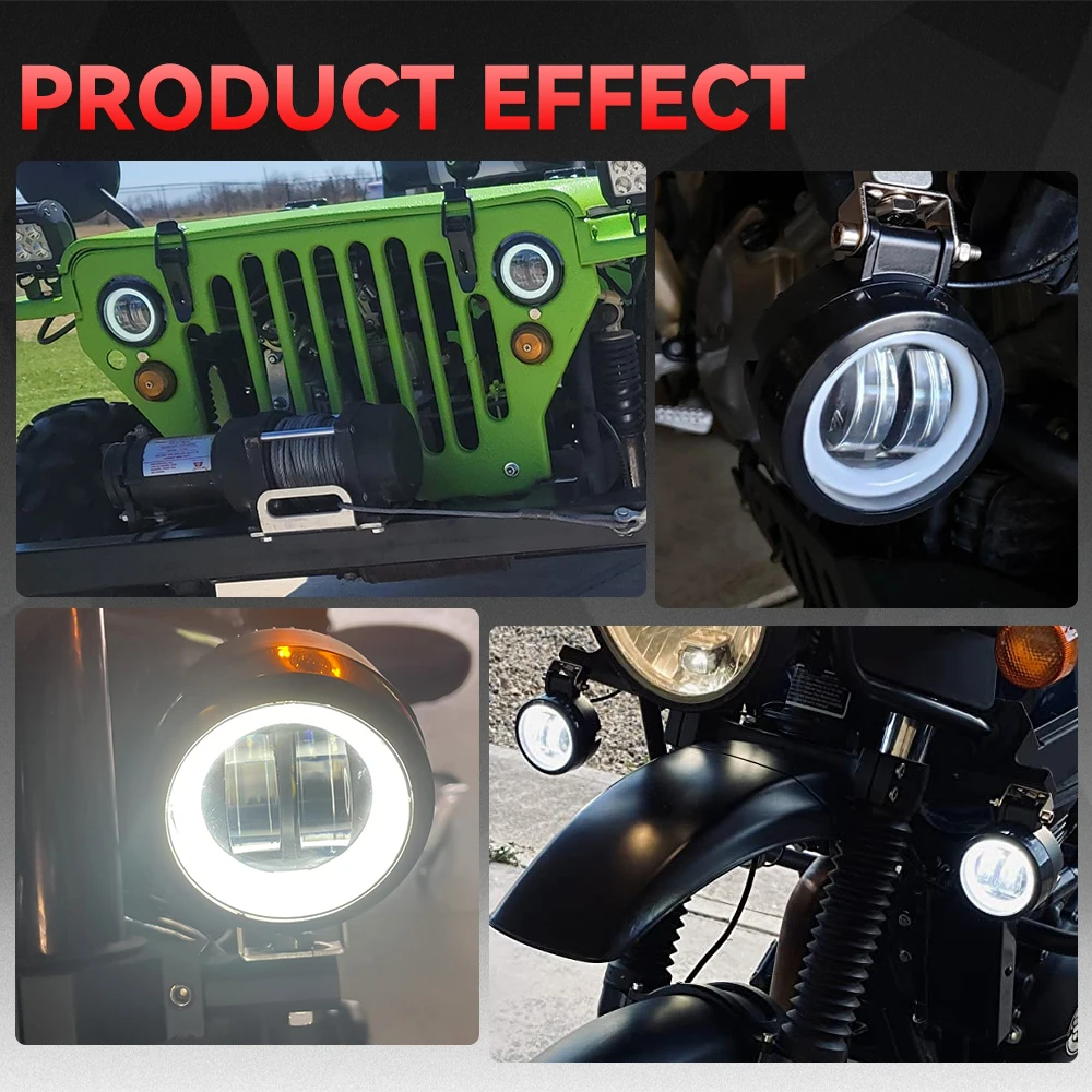 3INCH 20W Motorcycle LED Angel EyeWork Light Bar spot Lamp Offroad carBoat Truck SUv Pickup 12V 24V DrivingFog Lamp Headlight image 6