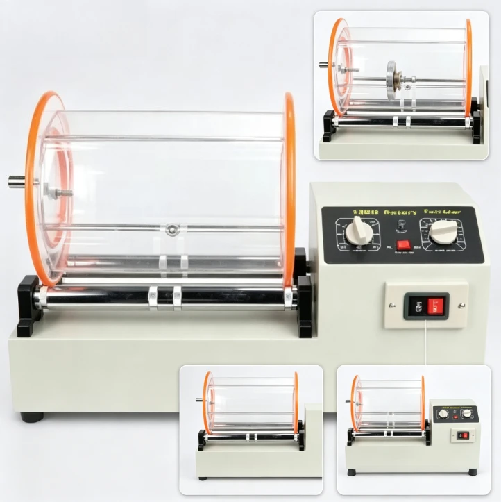 K1320 Rotary Tumbler Polisher Large Dual Drum Jewelry Walnut Media Rust Removal Deburring Cleaning Burnishing Finishing Machine