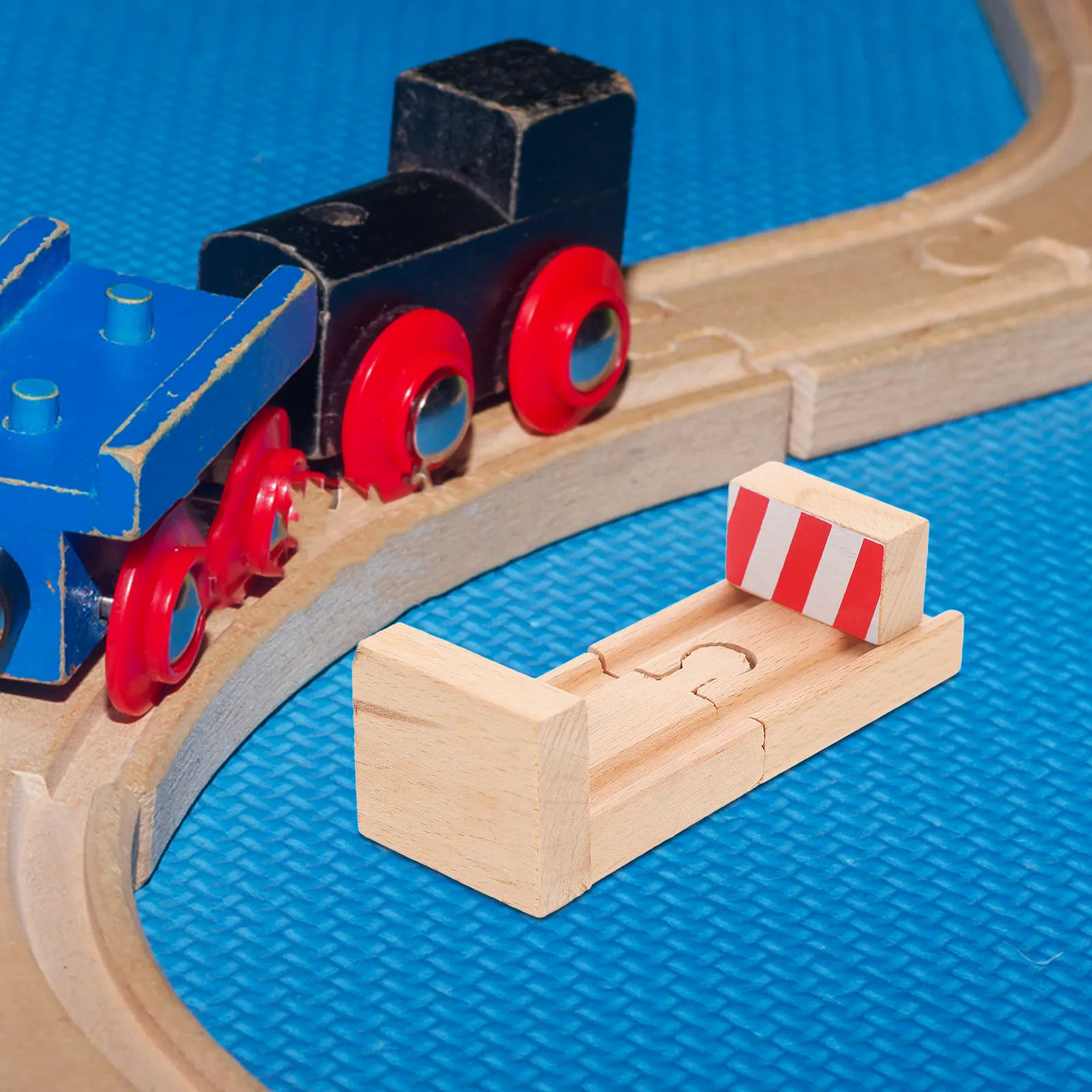 

2Pcs Wooden Train Track Accessories Railway Stop Scene Segment Parts DIY Assembled Track Pieces for Creative Play Layout