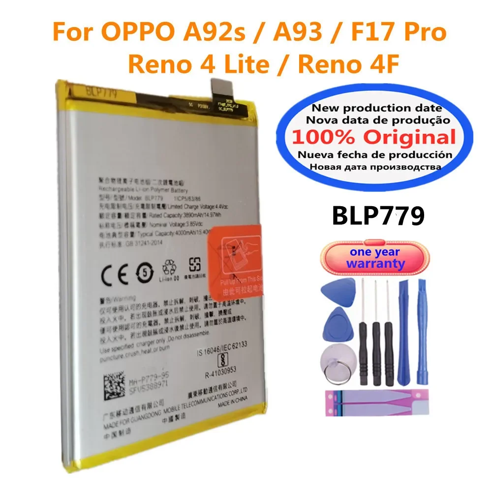 BLP779 4000mAh Original Battery For OPPO A92s / A93 / Reno4 Lite / Reno 4F / F17 Pro High Quality Mobile Phone Batteries Bateria