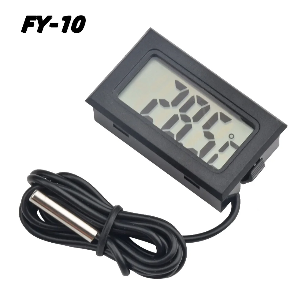 Mini termometro digitale LCD FY-10 sensore di temperatura incorporato monitor bagno d'acqua acquario rilevatore di temperatura per auto