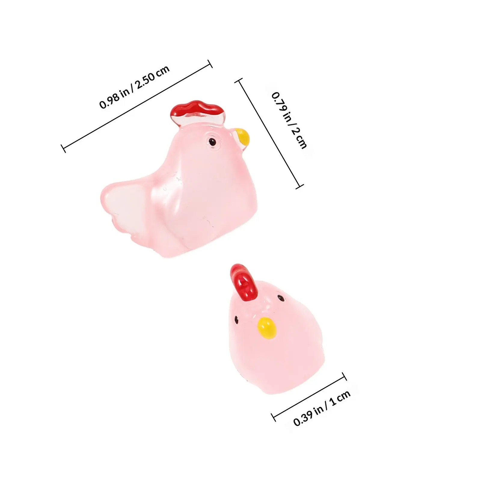 20Pcs Mini Chicken Luminous Ornaments Resin Glow in Dark Micro Landscape Decoration for Garden Desk Car Cabinet