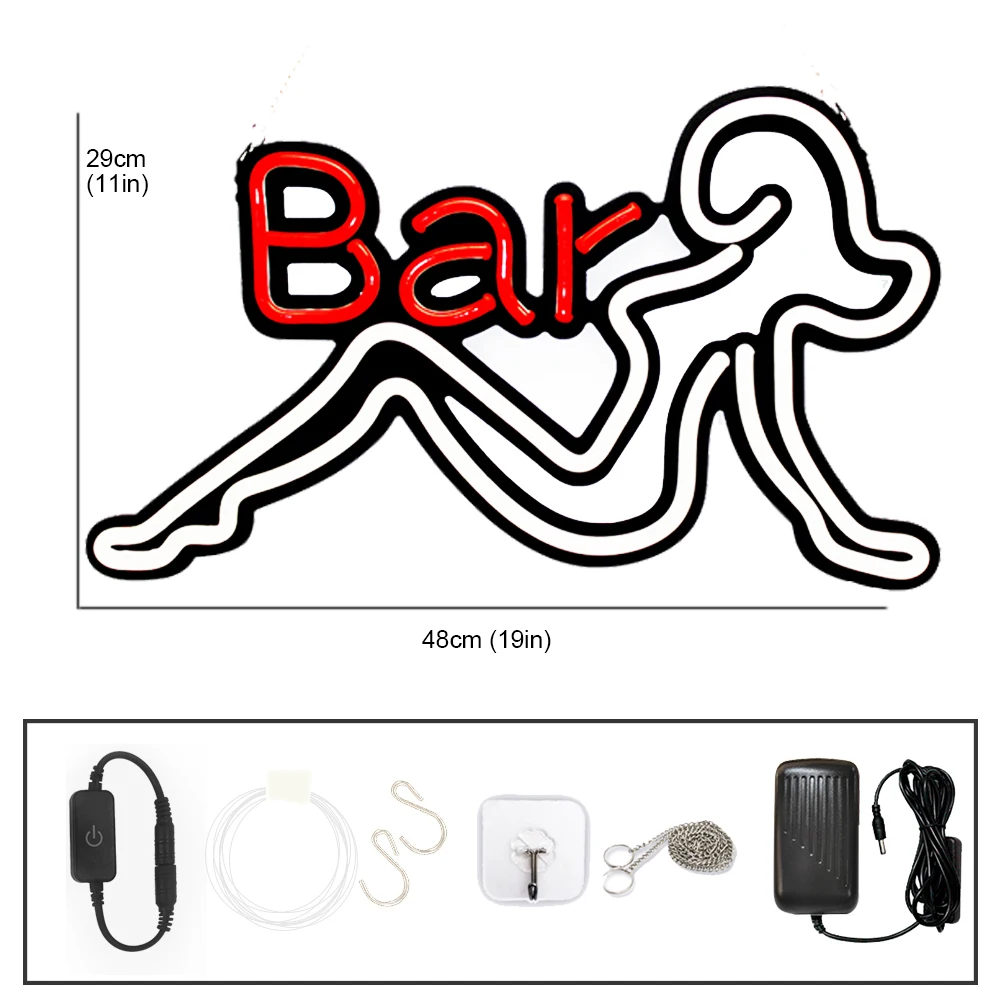 LED Bar Neon Sign for Beer Bar Club Spa Store Window Business  Sign Light Woman  Body Shape Glowing Art Light Sign