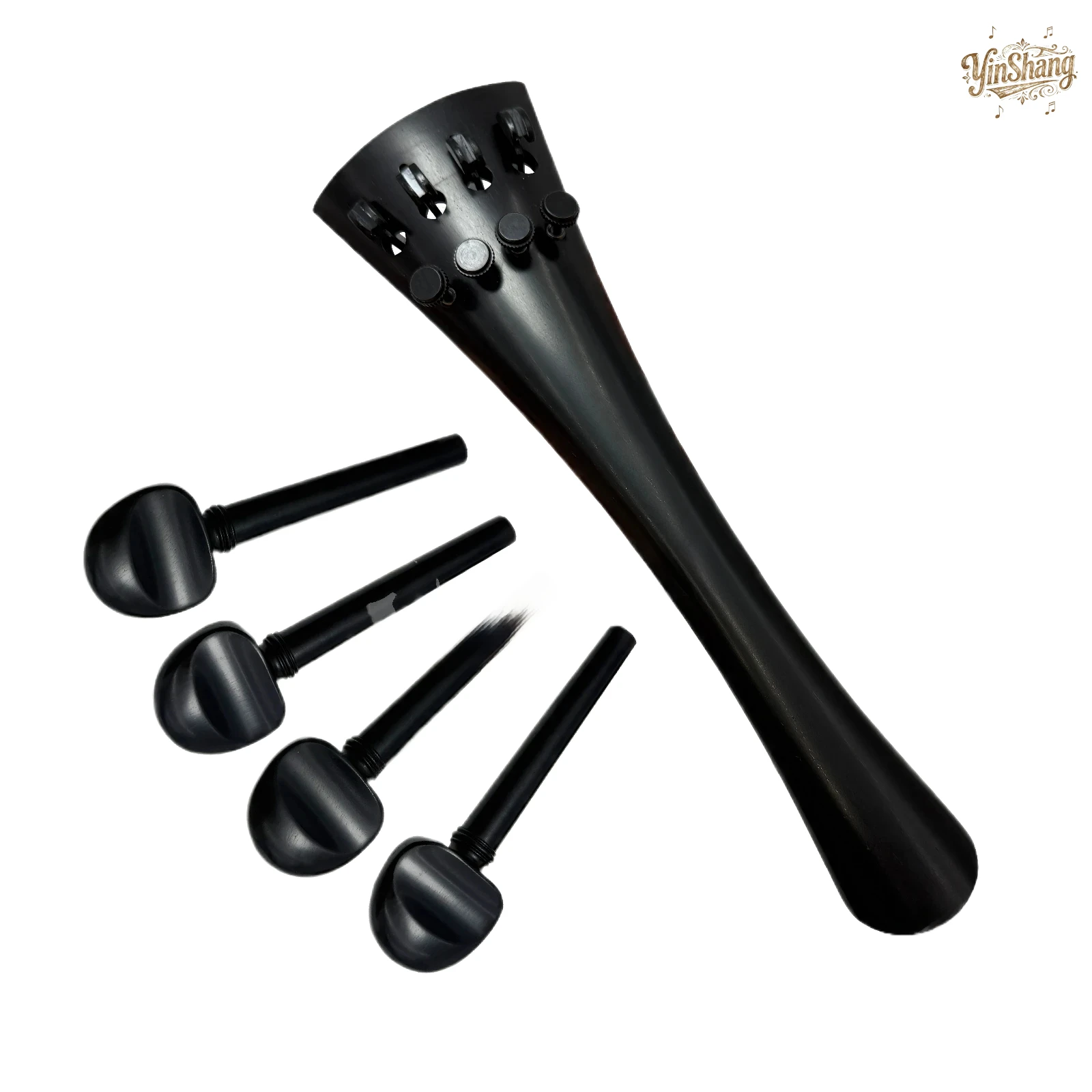 

4/4 Cello Ebony Wood Double Row Tailpiece&tuning Pegs&tuners good Cello Parts Fittings