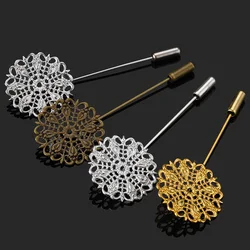 5 adet 25mm broş telkari çiçekli broş baz Boutonniere Hollow Out sopa baz ayarı yaka broş için düğün takısı yapma DIY
