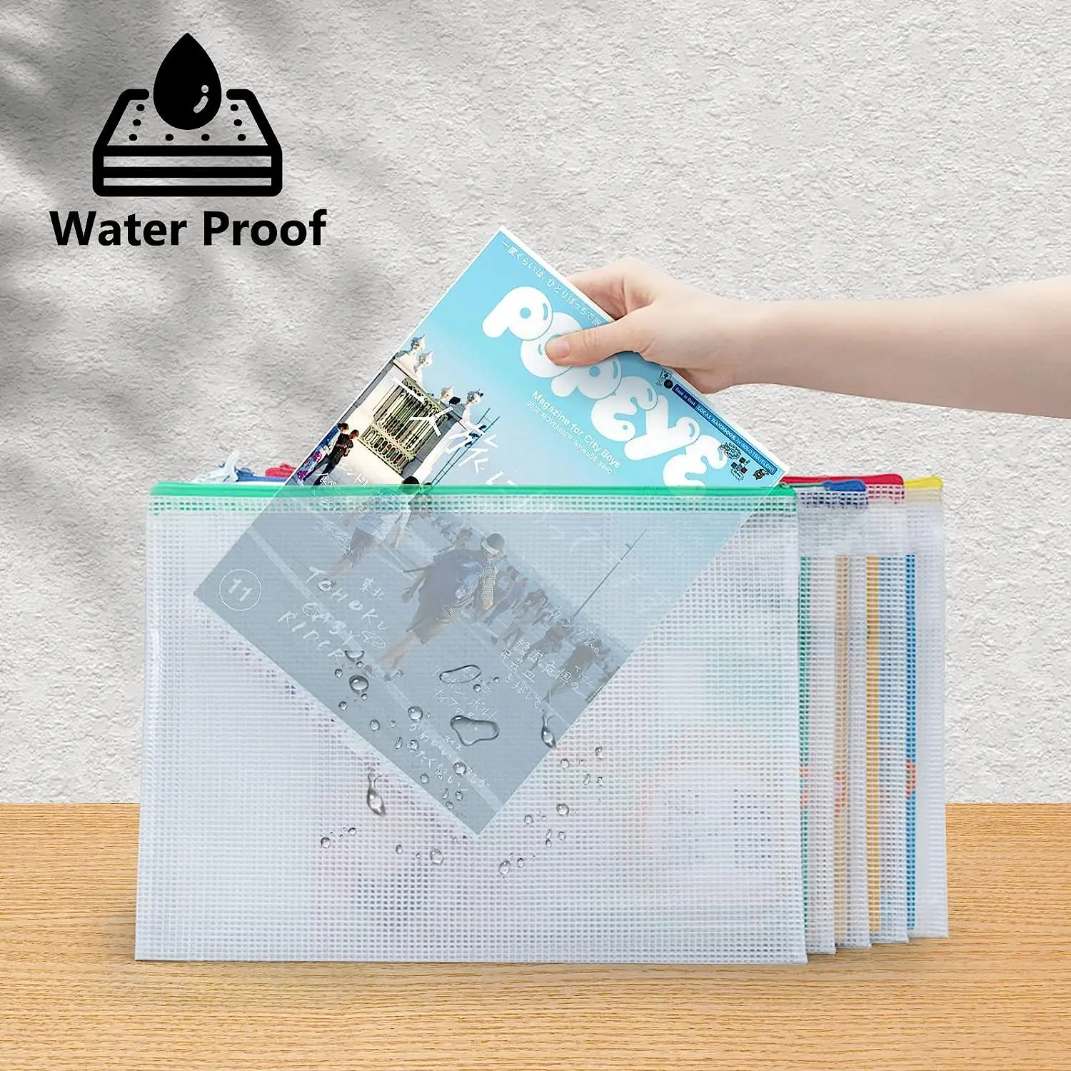 A3 A4 A5 Plastic Folder File Envelope Poly Stationery Storage Waterproof Zipper PVC Organizer Bag Document Paper Office