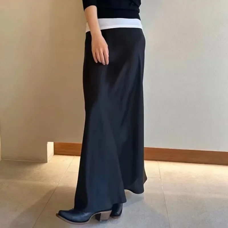 New Spring and Summer Leisure Elastic Waist Acetate Fishtail Long Skirt for Women