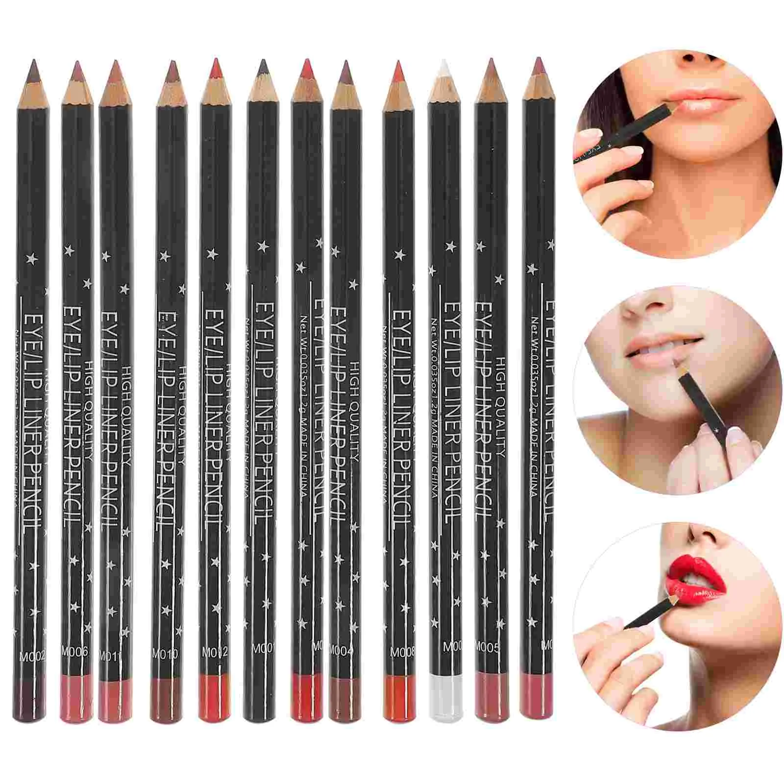 12 matite nere per eyeliner, eyeliner marrone, per donna, labbra, sopracciglia, rossetto scuro impermeabile