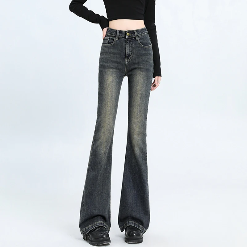 

Women Vintage Flare Jeans High Street Women's Pants High Waist Denim 2024 Fashion Women Jeans pantalones de mujer