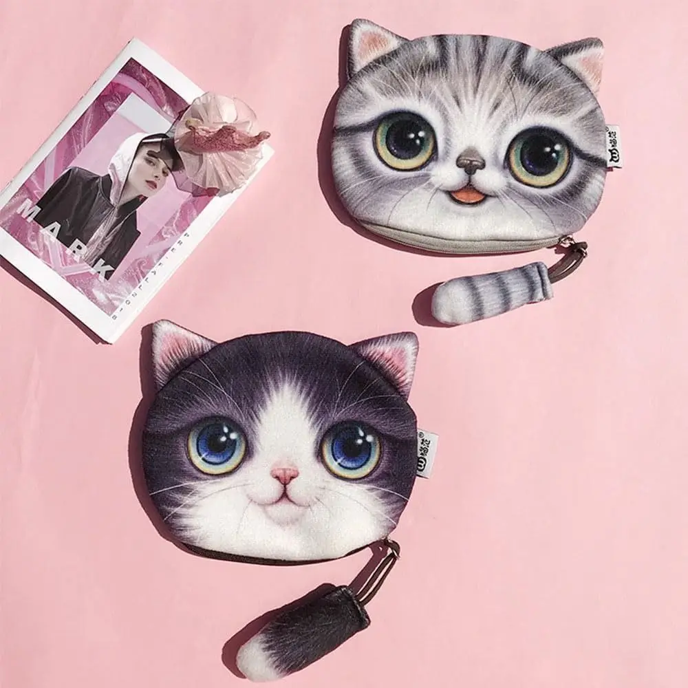 Plüsch Katze Gesicht Münze Geldbörse niedlichen Katze Schwanz Design weichen Münz beutel Tier Kosmetik tasche Frau