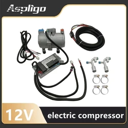Electric Air Conditioning Compressor Set Air Conditioner Compressor with Control Panel 12V for Car Truck Bus Automotive Boat