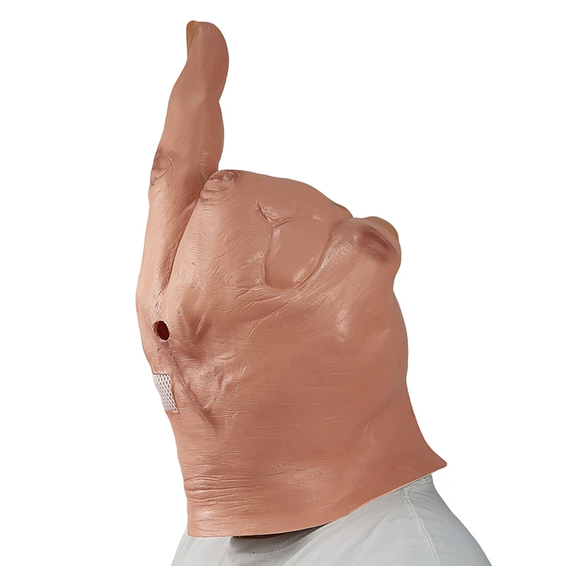 Kreative Persönlichkeit Despises Vertikale Mittelfinger Latex Maske Halloween Creepy Finger Maske Cosplay Parodie Kopfbedeckungen Requisiten