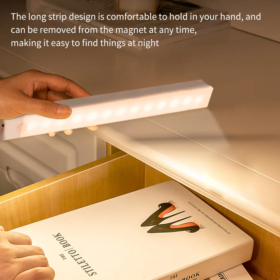 Barre lumineuse LED à détecteur de mouvement, aste par USB, lampe de nuit portable pour armoire, chambre, cuisine, armoire, Cisco, escalier