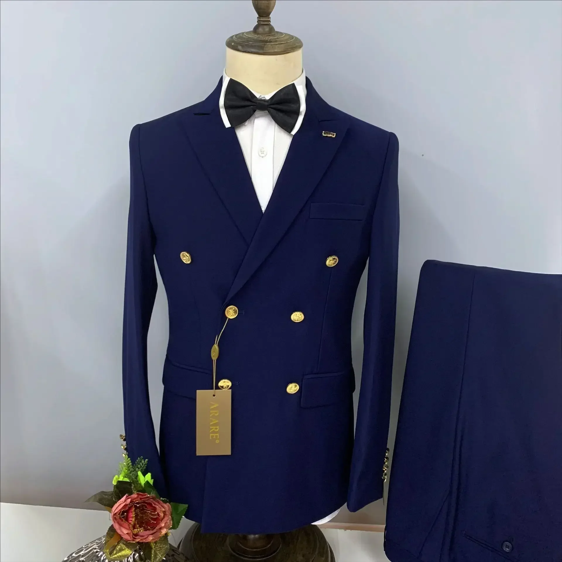 Suits For Men 2 Pieces Set Jackets Pants Wedding Luxury Elegant Blazers Closure Collar Party Classic Full Without Accessories