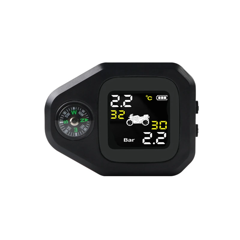 

Big Deal Waterproof Motorcycle Real Time Tire Pressure Monitoring System TPMS Wireless LCD Display External Sensors With Compass