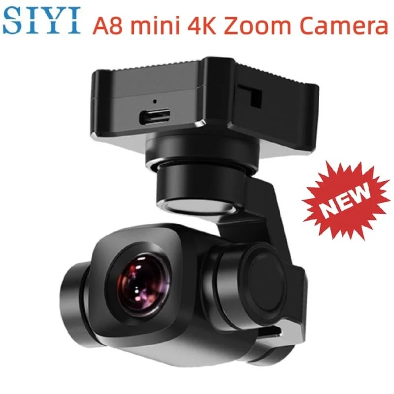 

Ultra HD SIYI A8 mini 4K AI 8MP 6-кратный цифровой зум-камера с видеорегистратором 1/1,7-дюймовый датчик Sony 95 г Легкий вес 55x55x70 мм