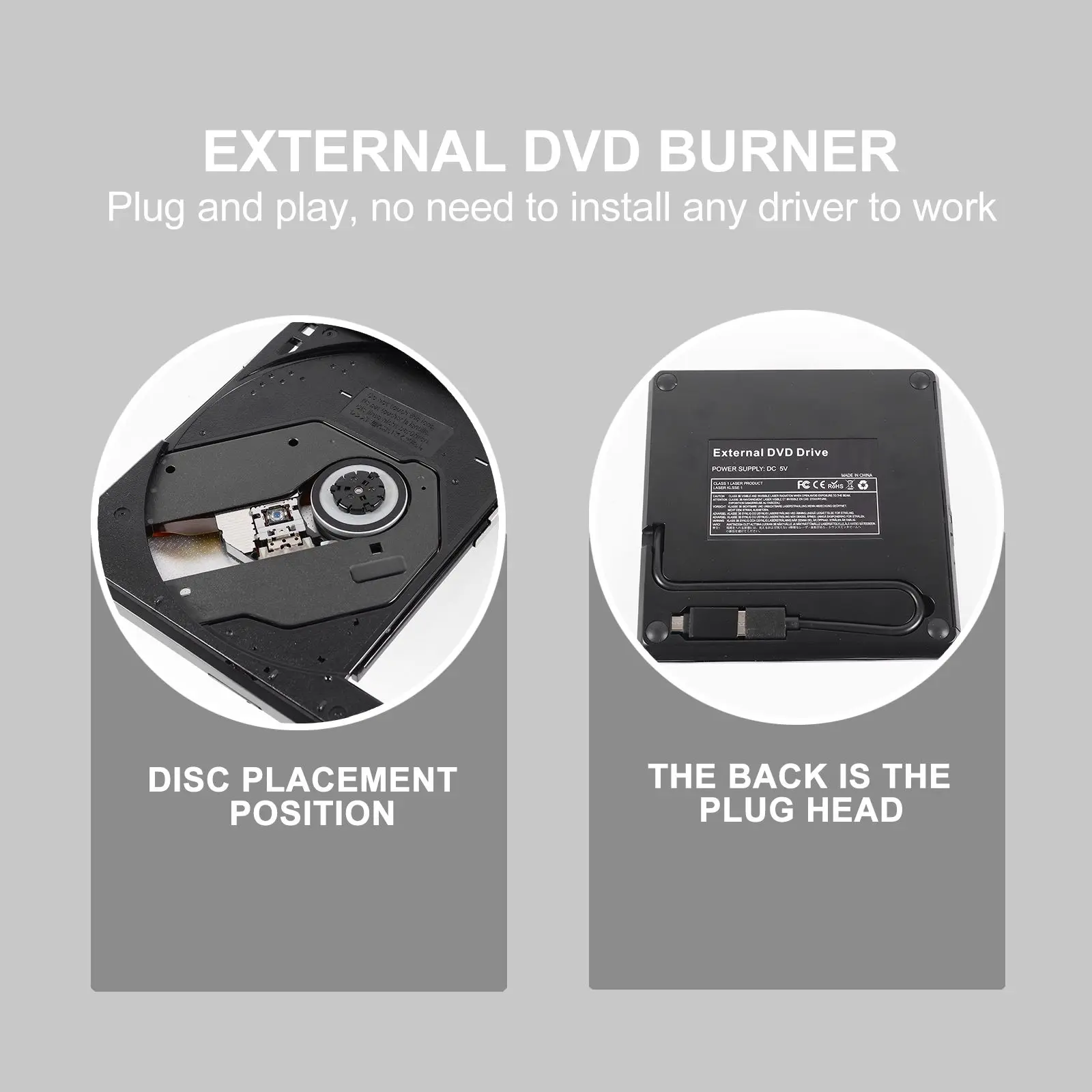 External DVD External Dvd Burner 3 0 Type C Portable CD ROM Drive Laptop Cd Rom Burner Desktop Compatible OS Gift
