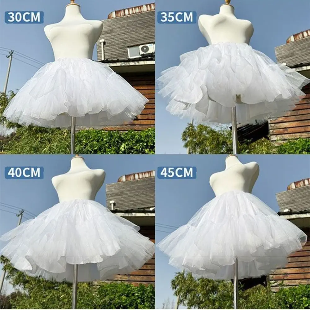 Boneless Design Lolita Petticoat 30/35/40/45cm Soft Mesh Crinoline Underskirt Ruffled White Color Tutu Puffy Skirt Maid Dress image 5