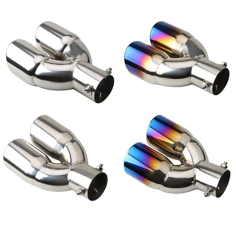 colorful exhaust tips muffler tail pipe rear dual exhaust tips Thickened double outlet tailpipe  heart shape exhaust muffler car