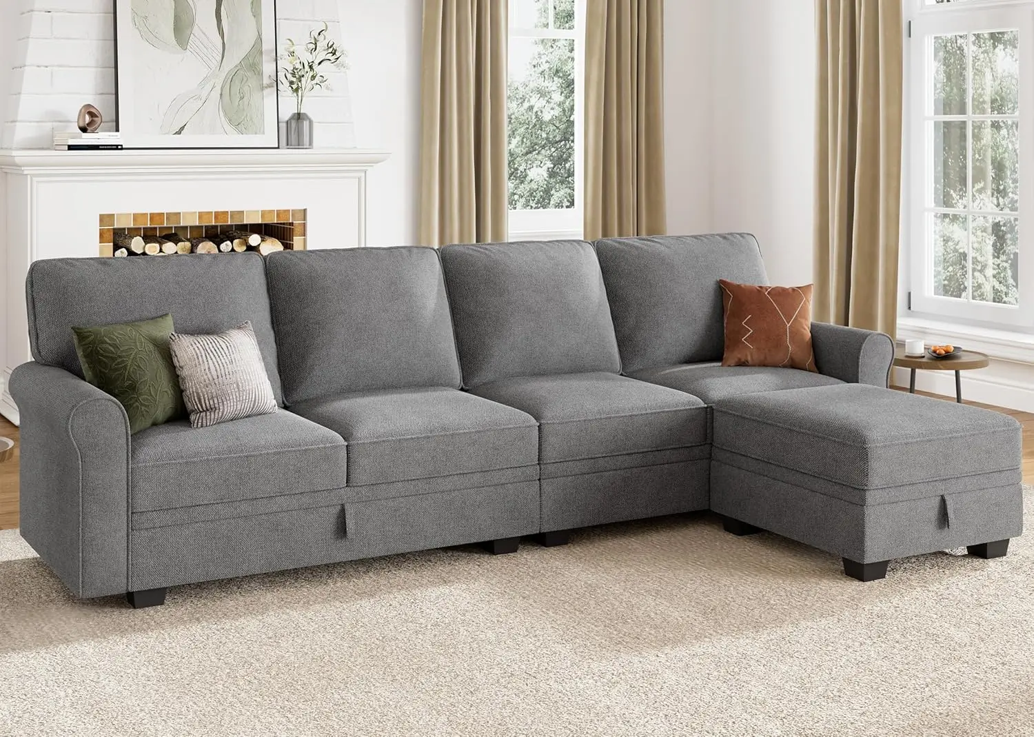 

Sectional Couch with Storage Seat L Shaped Sectional Couch with Reversible Chaise Small Sectional Couches for Living Room
