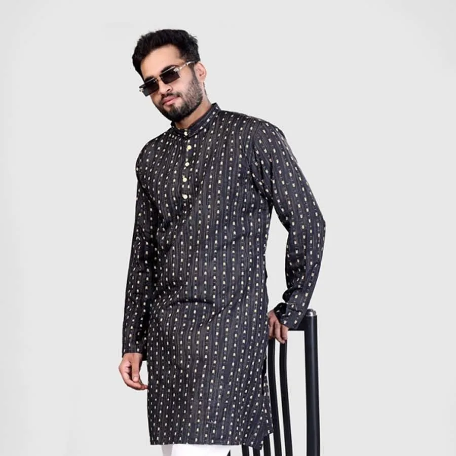 New Men Digital Printed Kurta Vardha Regular Fit Mandarin Collar Long Suitable National style Such Wedding Hari Raya Aidilfitri