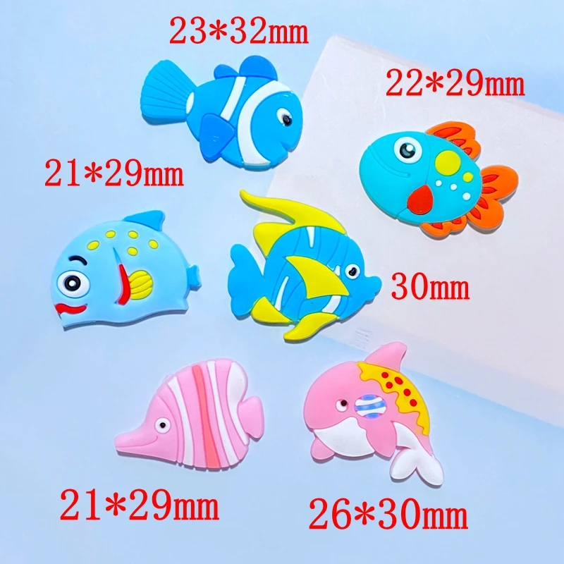 12pcs New Cute Cartoon Ocean Series PVC Flexible Glue Flat Back DIY Scrapbook Embellishment Phone Craft Decoration