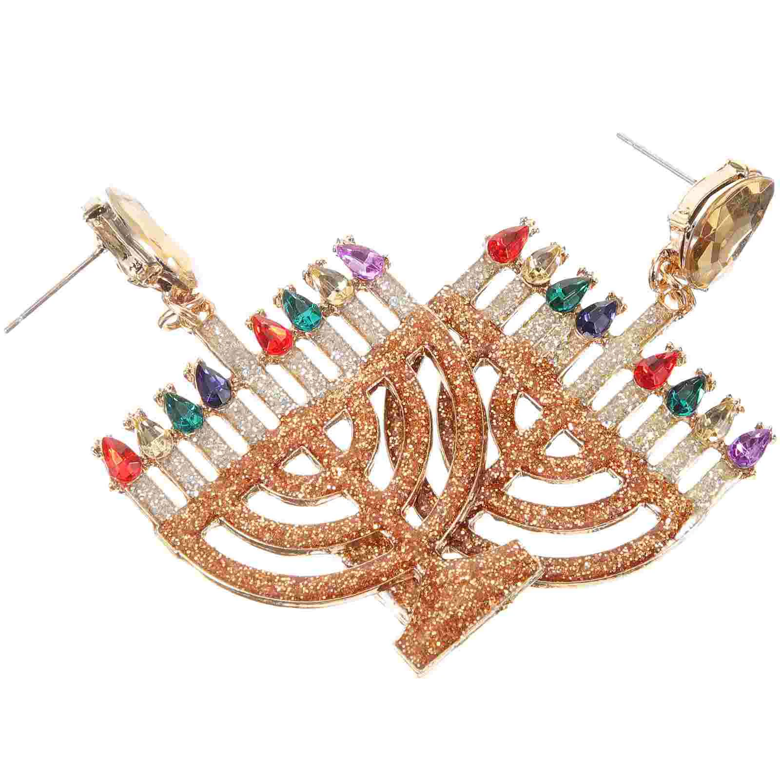 Lever Back Dangle Earrings Hanukkah Diamond Holder Miss Elegant Candlesticks