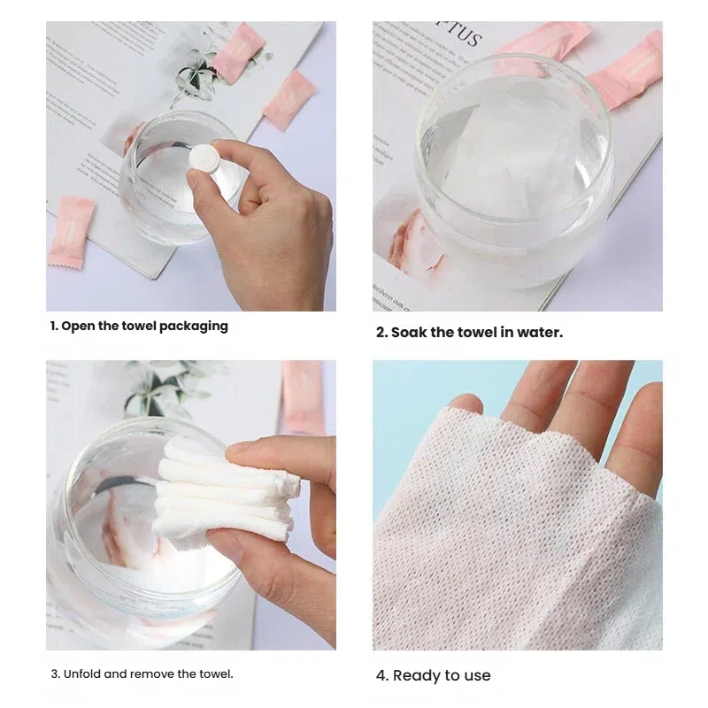 Compressed Towel Pure Cotton Face Towel Disposable Towel Portable Travel Thick Cleansing Towel Granule Candy Small Square Towel