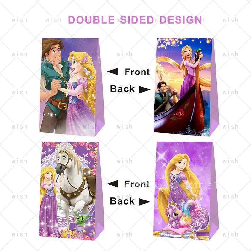 Disney Princess Rapunzel Paper Tangled Gift Bag Girl Birthday Party Supplies Cookies Candy Snack Bag Baby Shower Wed Decor