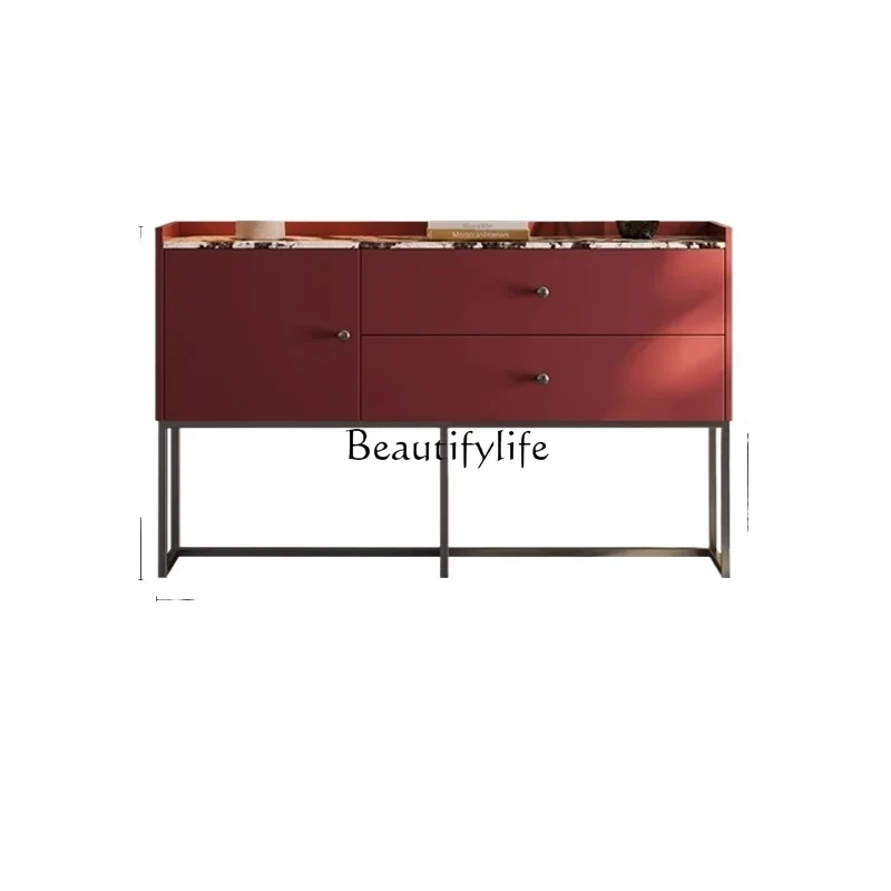 

pg46Modern light luxury entrance cabinet household living room Italian marble countertop high-end baking paint