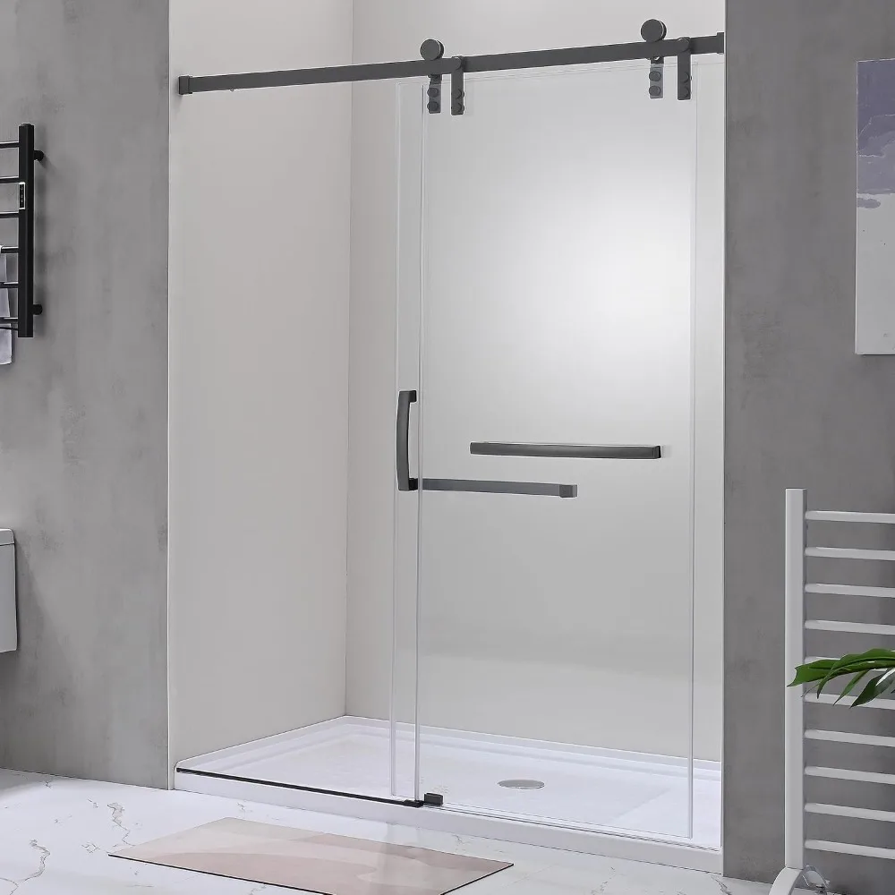 Tub Shower Door, 56-60 Inch Wide, Frameless Sliding, Glass Doors for Tub, Stainless Steel Frame, Multi-Size Shower Door