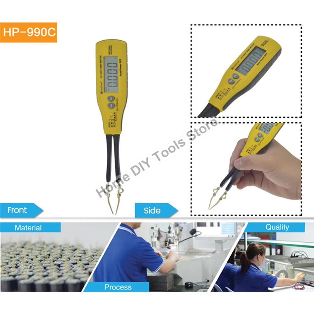 HP-990A/B/C Digital Tweezers Smart SMD Tester Multímetro eléctrico Resistencia capacitancia Continuidad Diodo Medidor de Prueba