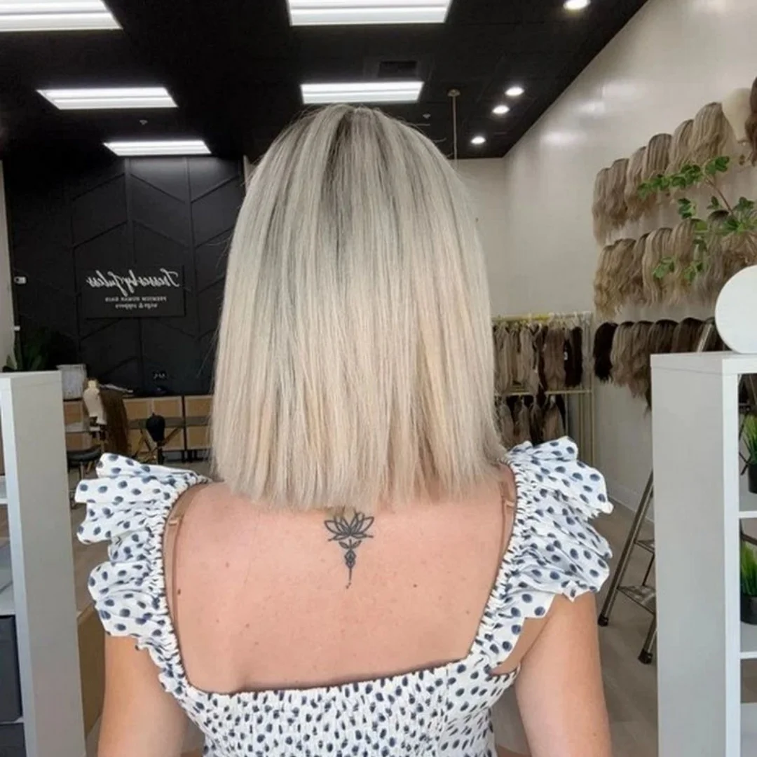 Ombre Ash Blonde Bob Wig Natural Straight Mix Color Synthetic Fiber Wig Center Parting Lace Front Wig Heat Resistant Fiber Daily