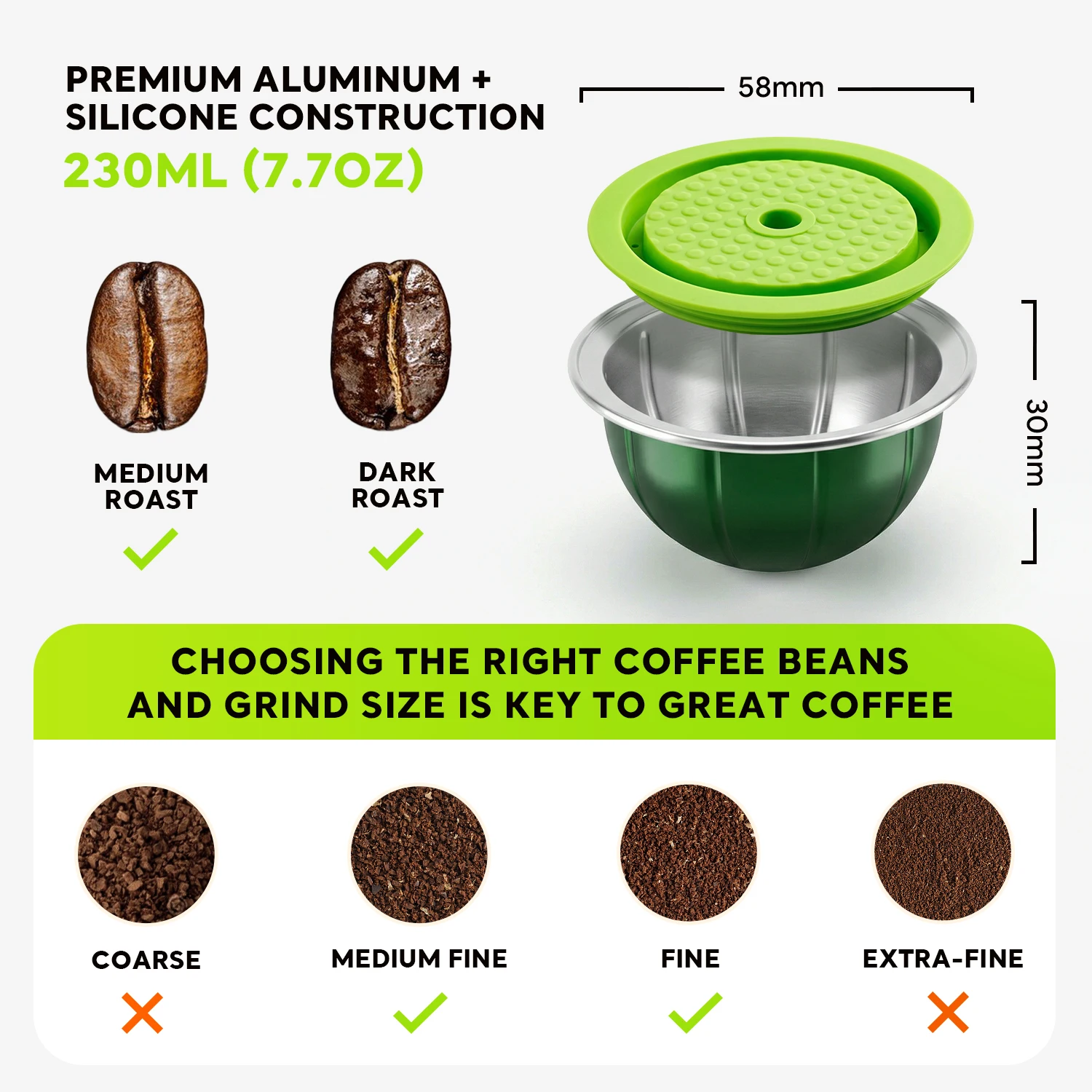 Reusable Vertuo Coffee Capsule – Aluminum Refillable Pod for Delonghi/Next/Pop