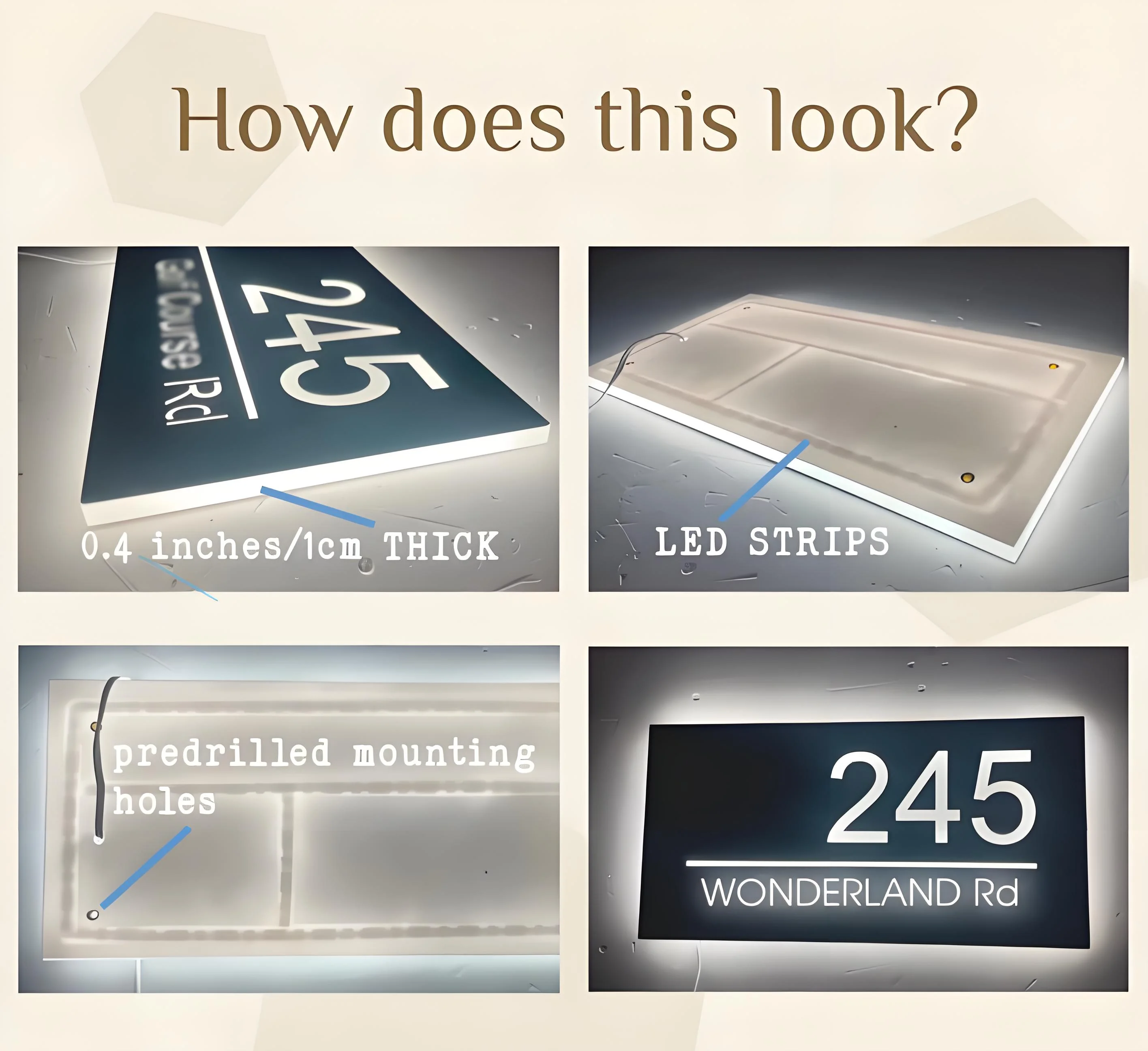 Nomor Rumah Mewah |   Papan Nama Villa Eksklusif |   Papan Dekorasi Dinding Luar | Plakat Alamat Khusus |   Hadiah rumah baru