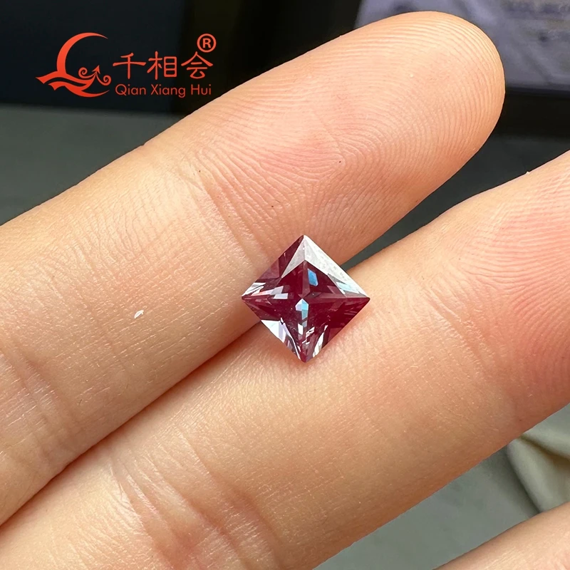 7*7mm Square Shape Princess Cut lab grown Tirafa Alexandrite Corundum Gem Stone for Jewelry Making