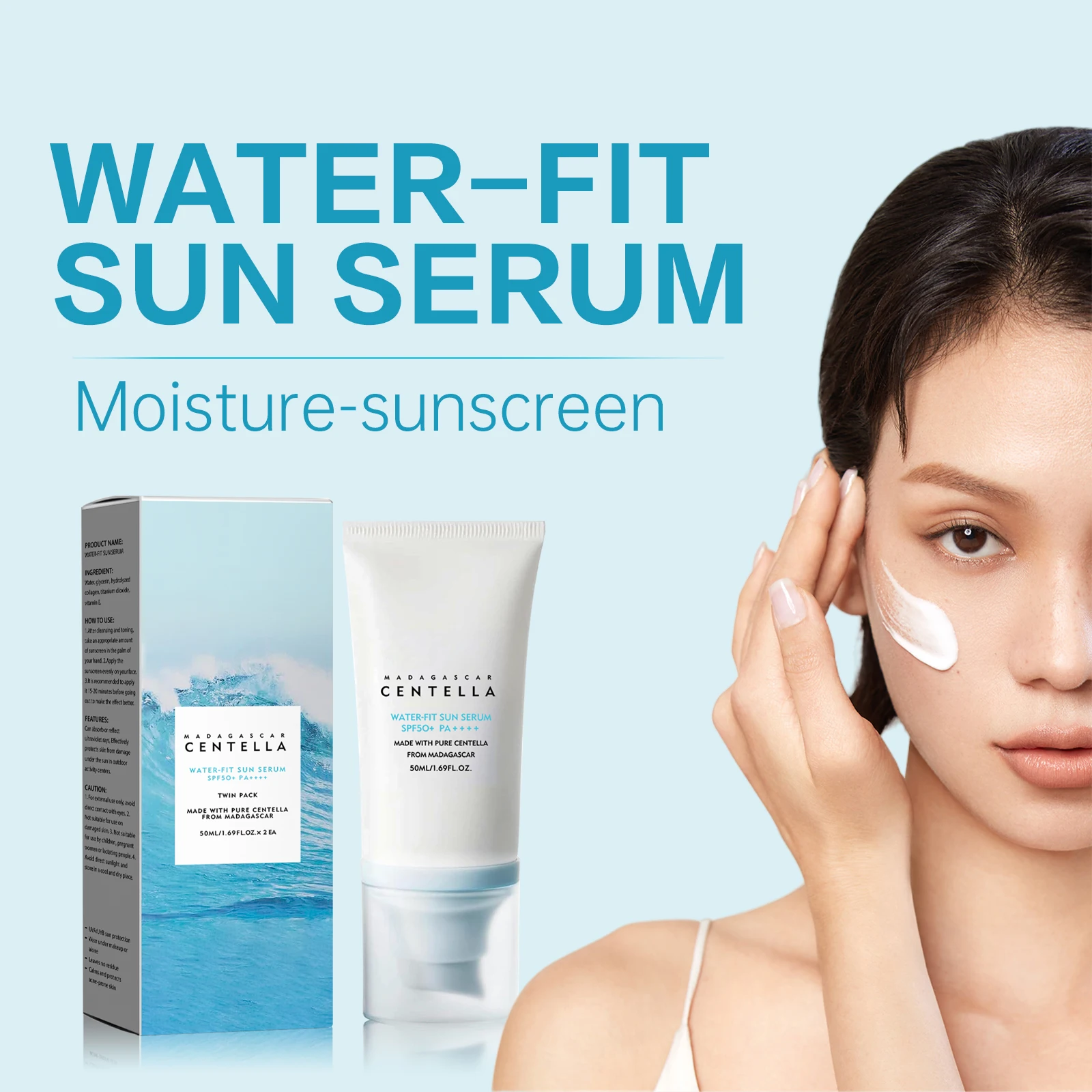 

CENTELLA Water-Fit Sun Serum SPF50 PA++++ 50ml - Hydrating Sunscreen for All Skin Types, UV Protection, Soothing & Moisture Lock