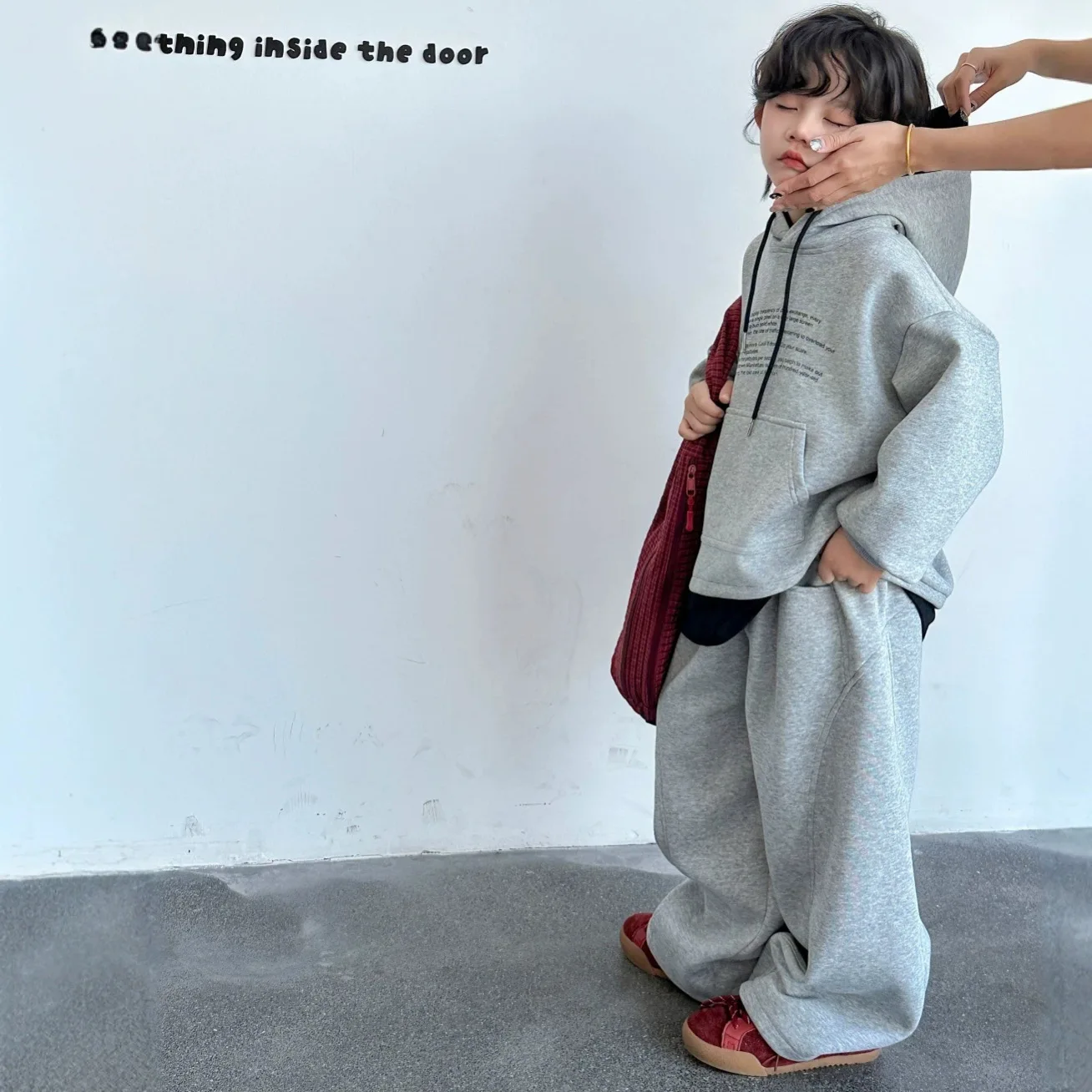 Children Clothes Set Fashionable Sweatshirttop Color-blocking Stylish Boys and Girls Loose Sweatpants Two-piece Set