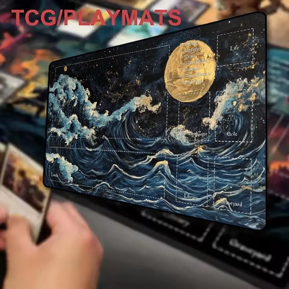 Large TCG Ukiyo-e Great Wave mouse pad Playmat Magic Card Battle Mat TCG CCG MTG Players AntiSlip Base Gathering Gaming Art Mat