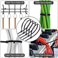100pcs Self-locking Plastic Nylon Tie Black Fastening Strap Cable-Tie-Set Cable Zip Tie Fastening Ring Zip Wraps Strap Tie Wandu 5