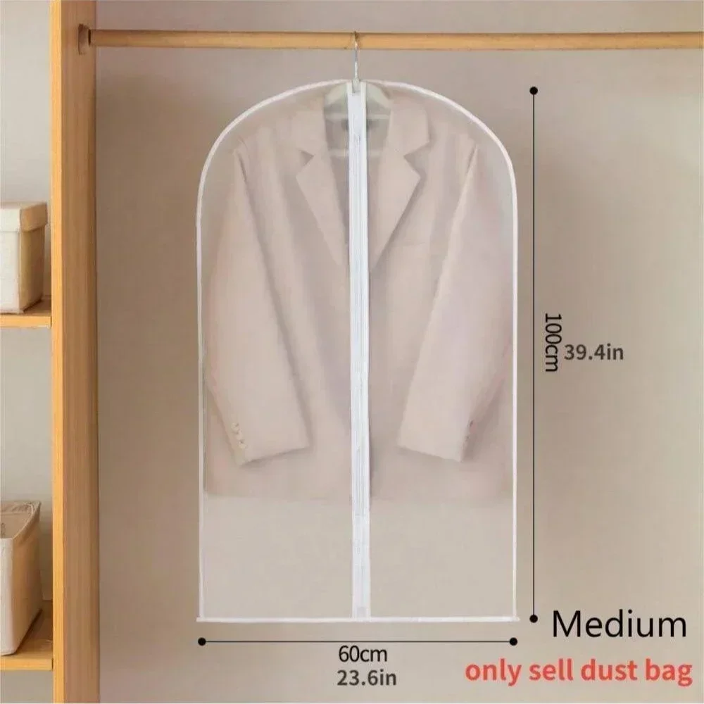 5Pcs Clear Garment Bags Clothes Covers Protecting Dusts For Storage Plastic Hanging Clothes Bags Gowns Long With Zipper