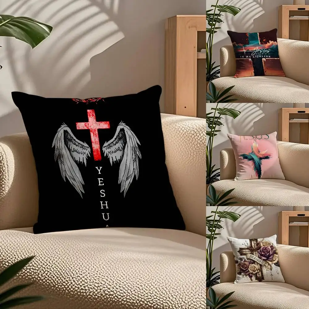

Cross Art Illustration Pillow Case Custom Printed Brushed Fleece Pillow, Baby Skin-Touch, Eco-Friendly Dye-Sublimation Cushion F