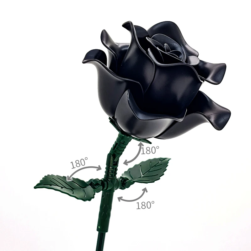 15 zwarte roos bouwboeket, gotische esthetische kamerdecoratie, creatief doe-het-zelf cadeau voor volwassenen en tieners, eeuwige kunstbloemset