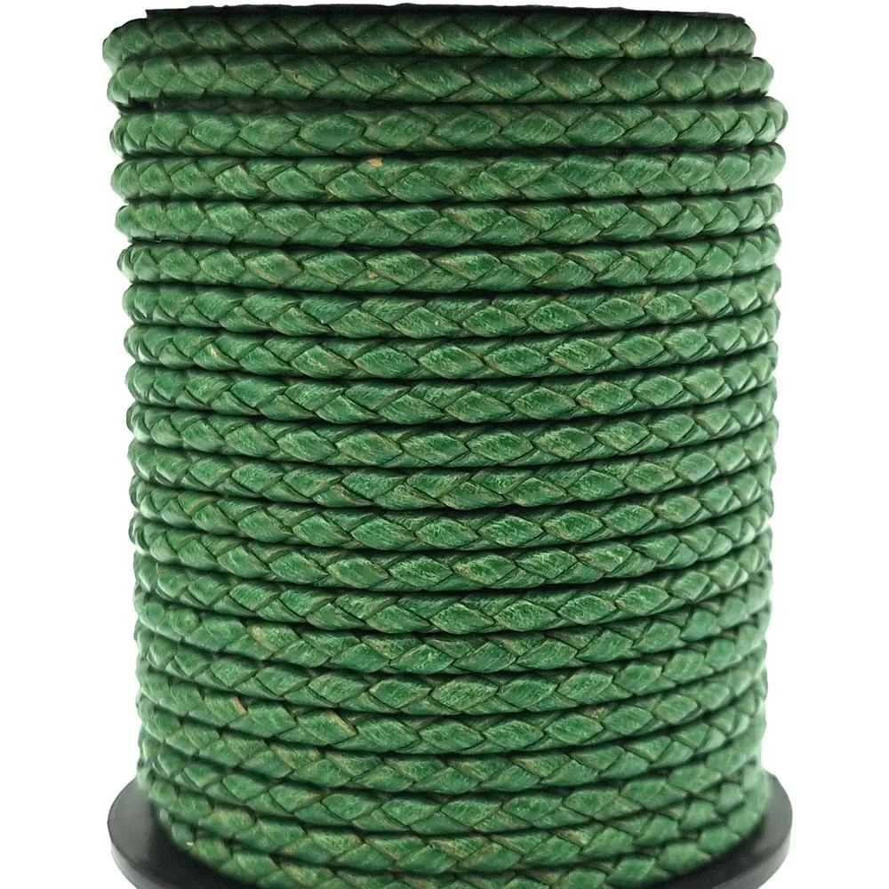 

Distressed Green 3mm Round Braided Leather Bolos Cords for Jewelry Pendant Bolot Ties