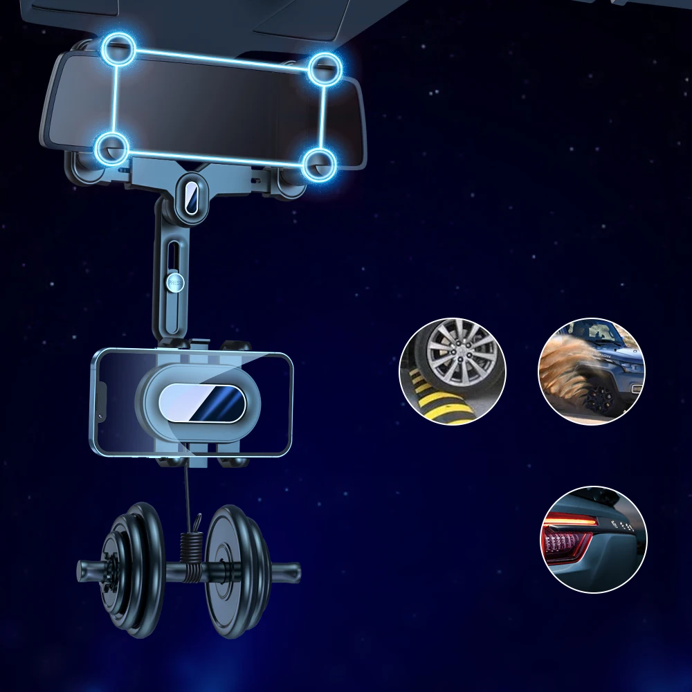 Rückspiegel Telefon Halter für Auto Montieren Telefon und Gps Halter Universal Rotierenden Einstellbare Teleskop 360 ° Auto Telefon Gerät – Detail 4