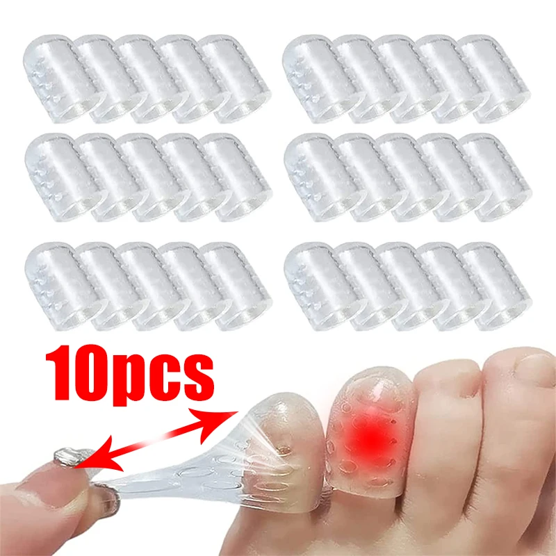 1/10Pcs Silicone Toe Protective Cover Anti-Friction Breathable Protector Prevents Blisters Toe Caps Covers Protectors Foot Care